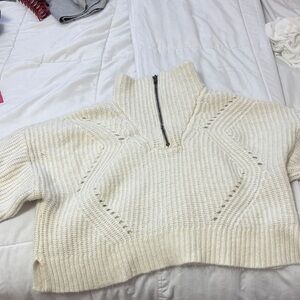 Arizona Cozy Cream Quarter-Zip Sweater